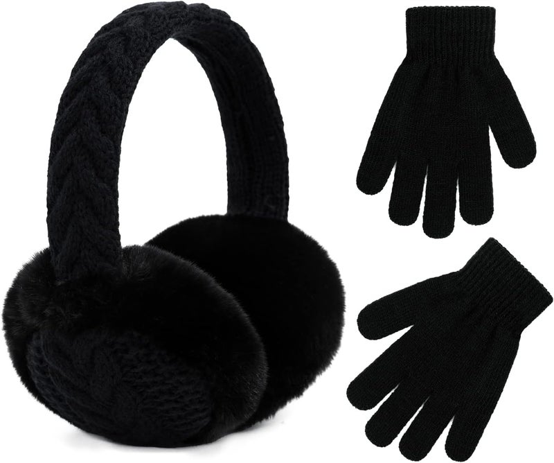 POXIMI Store Baby Warm Earmuffs Kid Magic Gloves Girl Soft Plush Ear Muffs Toddler Knit Mittens for Boy Winter Ear Warmer Set - Image 1